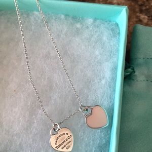 Tiffany & Co.  Mini Double Heart Necklace Pink